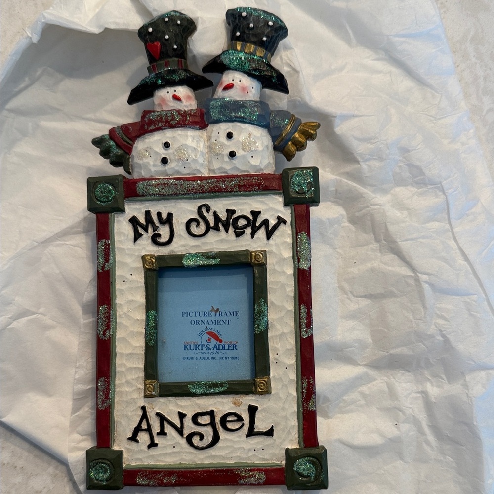 Kurt Adler Snowman Picture Frame - Red, White, and Green